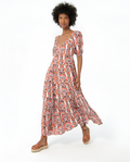 Printed Puffed Sleeve Maxi Dress Multi