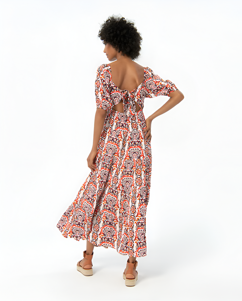 Printed Puffed Sleeve Maxi Dress Multi