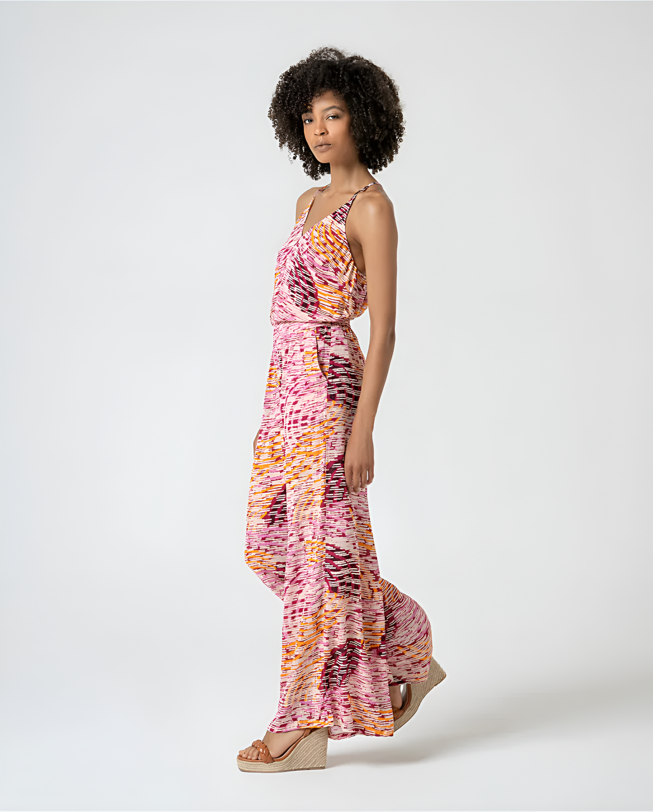 Wide-Leg Patterned Trousers