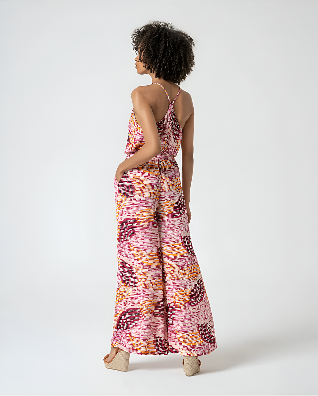 Wide-Leg Patterned Trousers
