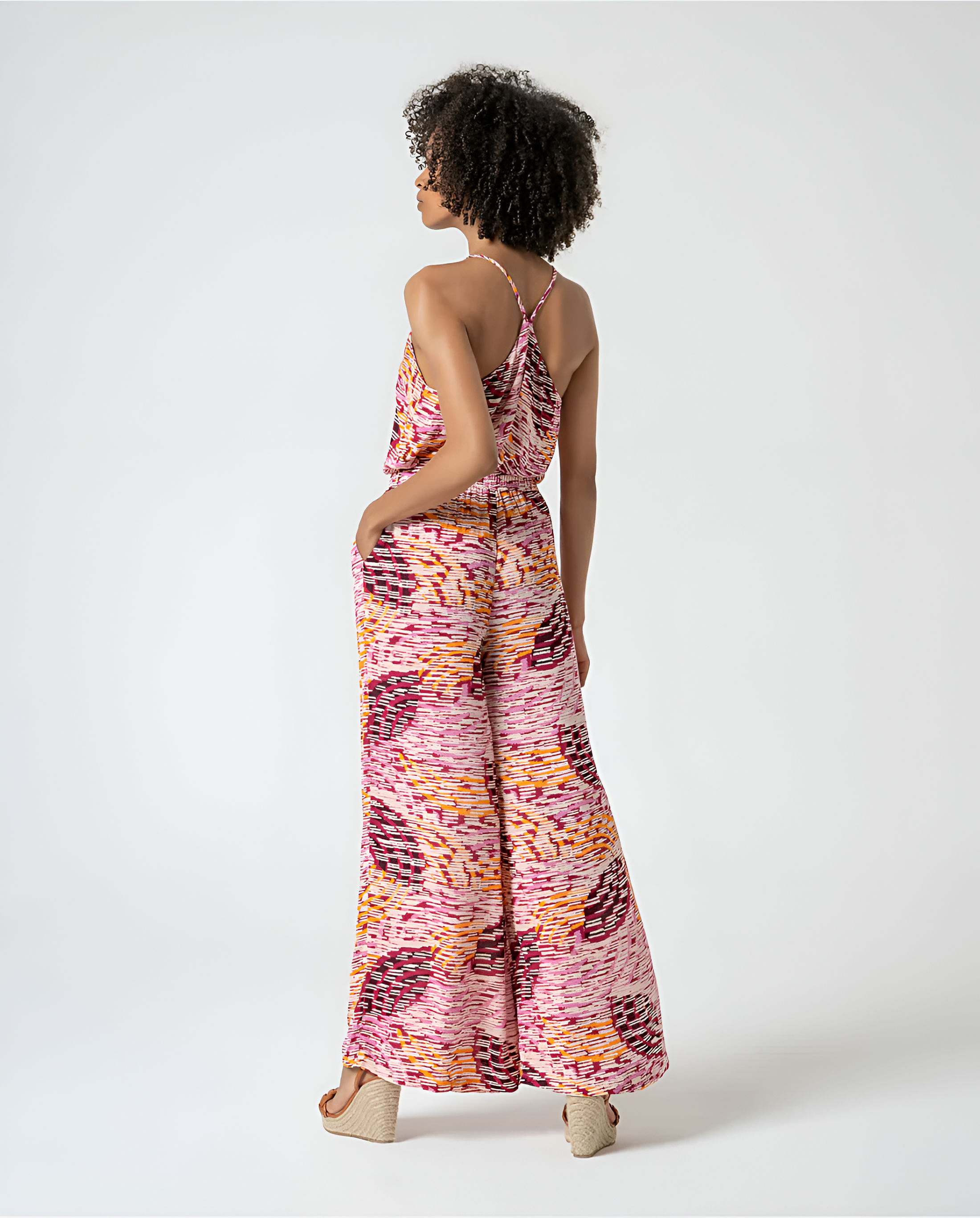 Wide-Leg Patterned Trousers