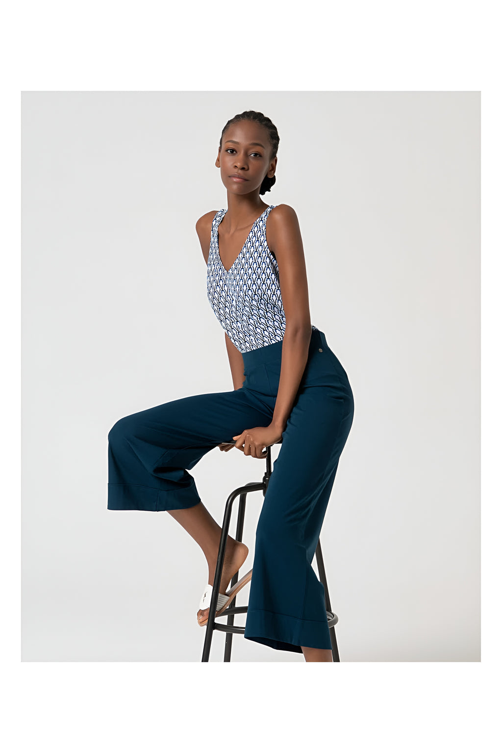 Wide-Leg Ankle-Length Trousers