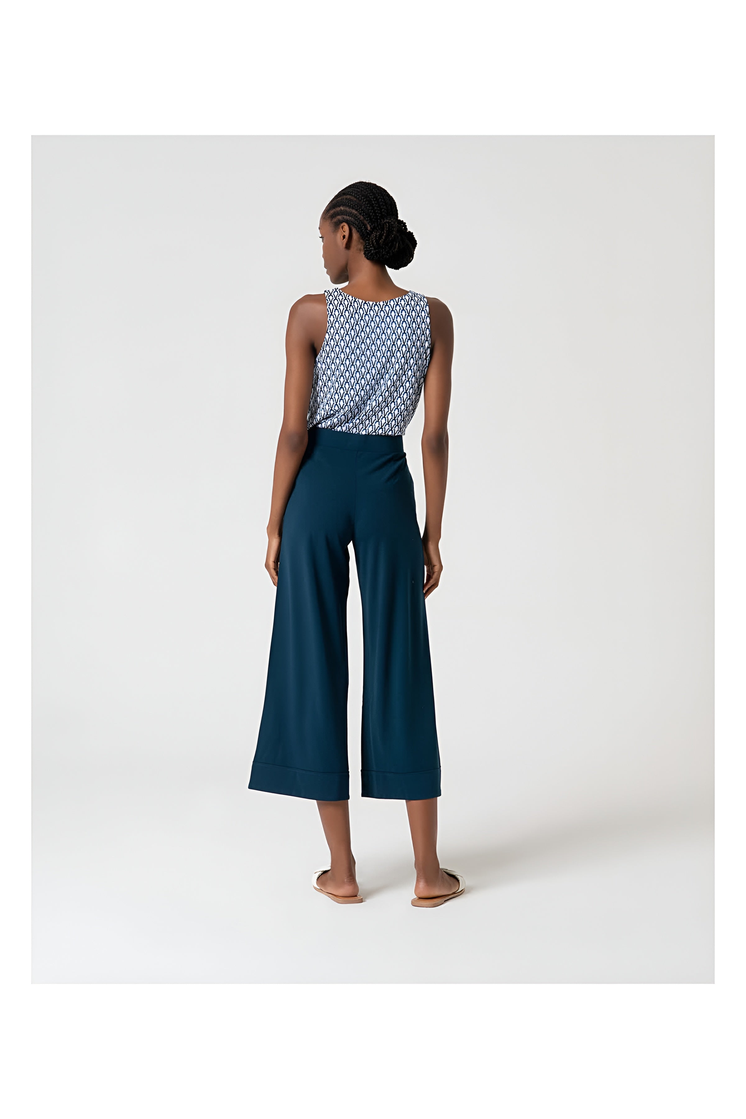 Wide-Leg Ankle-Length Trousers