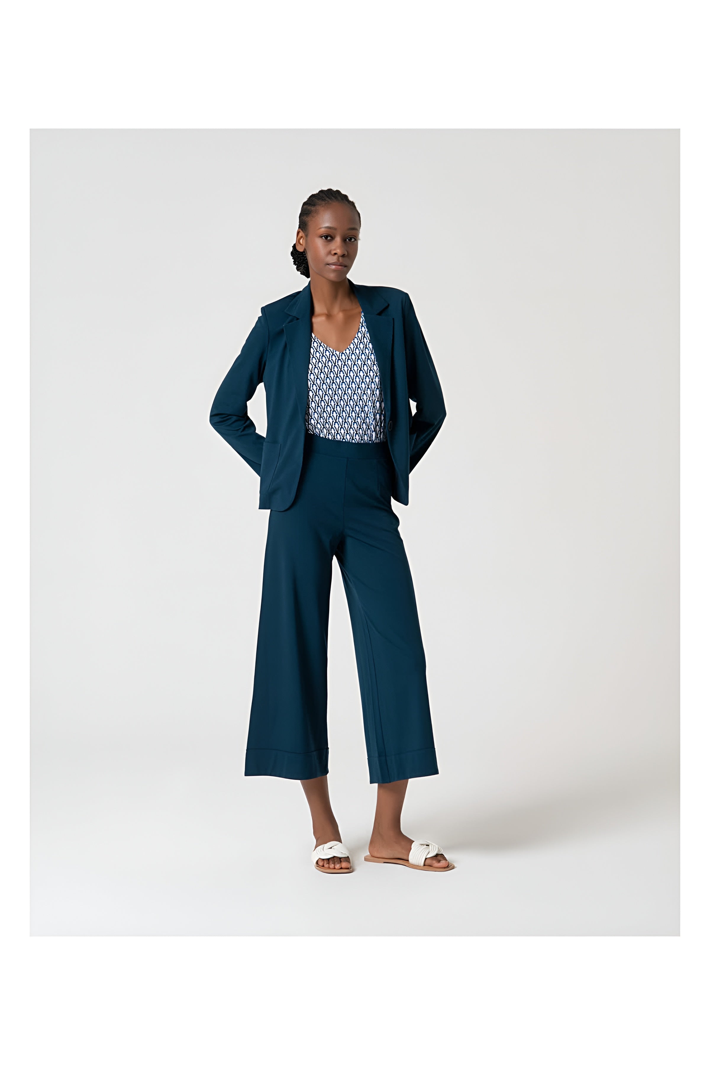 Wide-Leg Ankle-Length Trousers