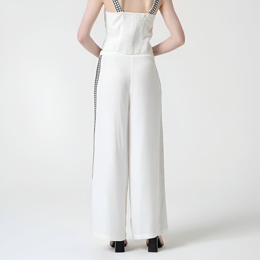 Loose Pants With Side Embroidery